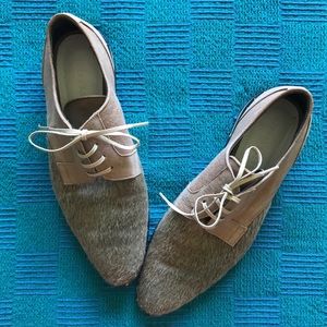 Freda Salvador Calf Hair and Leather Loafers